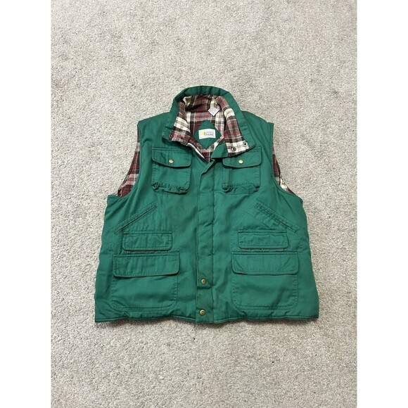 Southern Classic Utility Vest Men’s Size Large Outdoor Fishing Flannel Kelly Gr - Picture 1 of 5